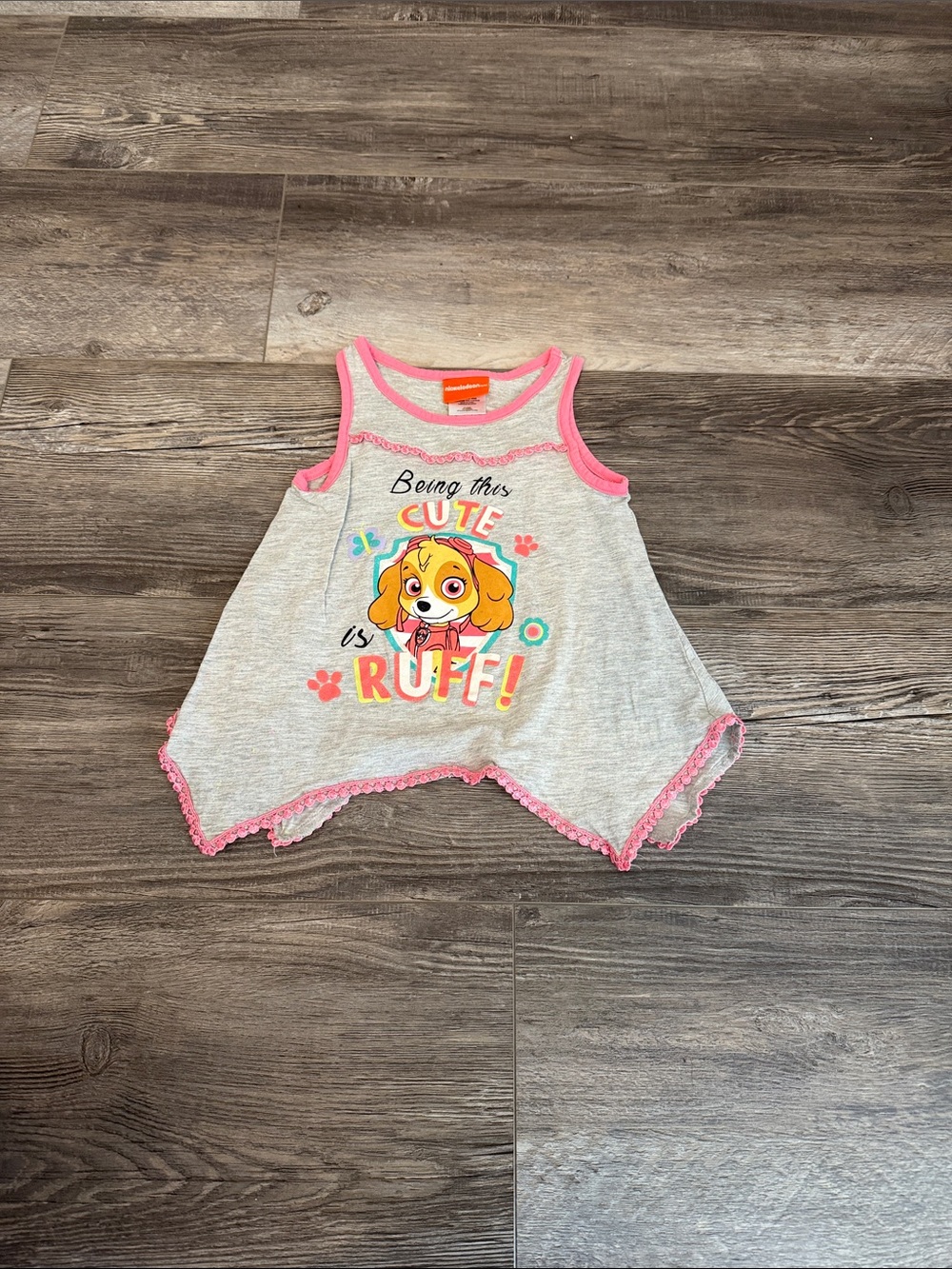 Nickelodeon Girls Grey & Pink 'Being This Cute is Ruff' Paw Patrol Tank Top